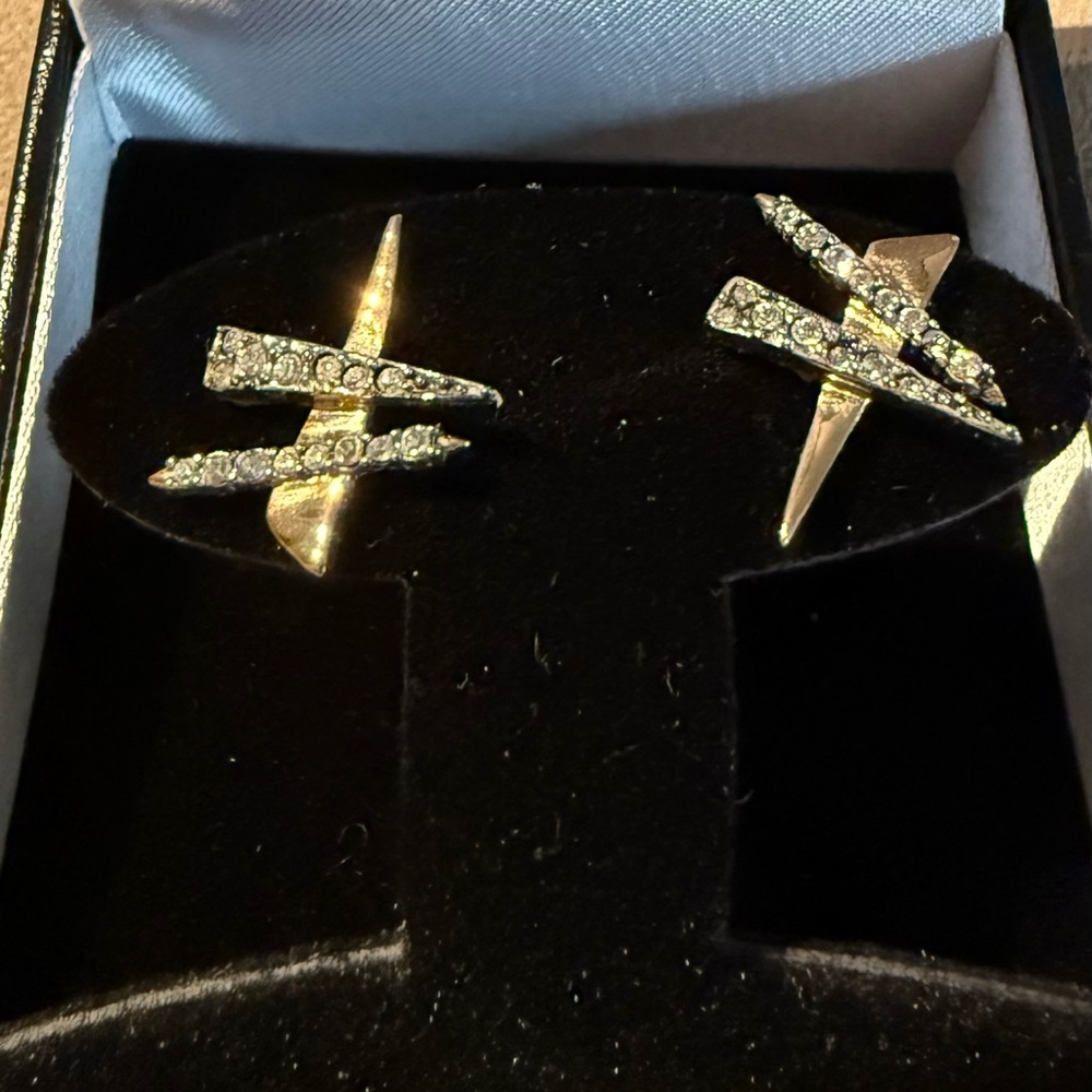 Alexis Bittar Gold and Silver Crystal Earrings